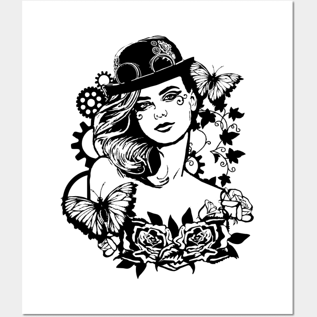 Beautiful Steampunk Girl Wall Art by TAS Illustrations and More